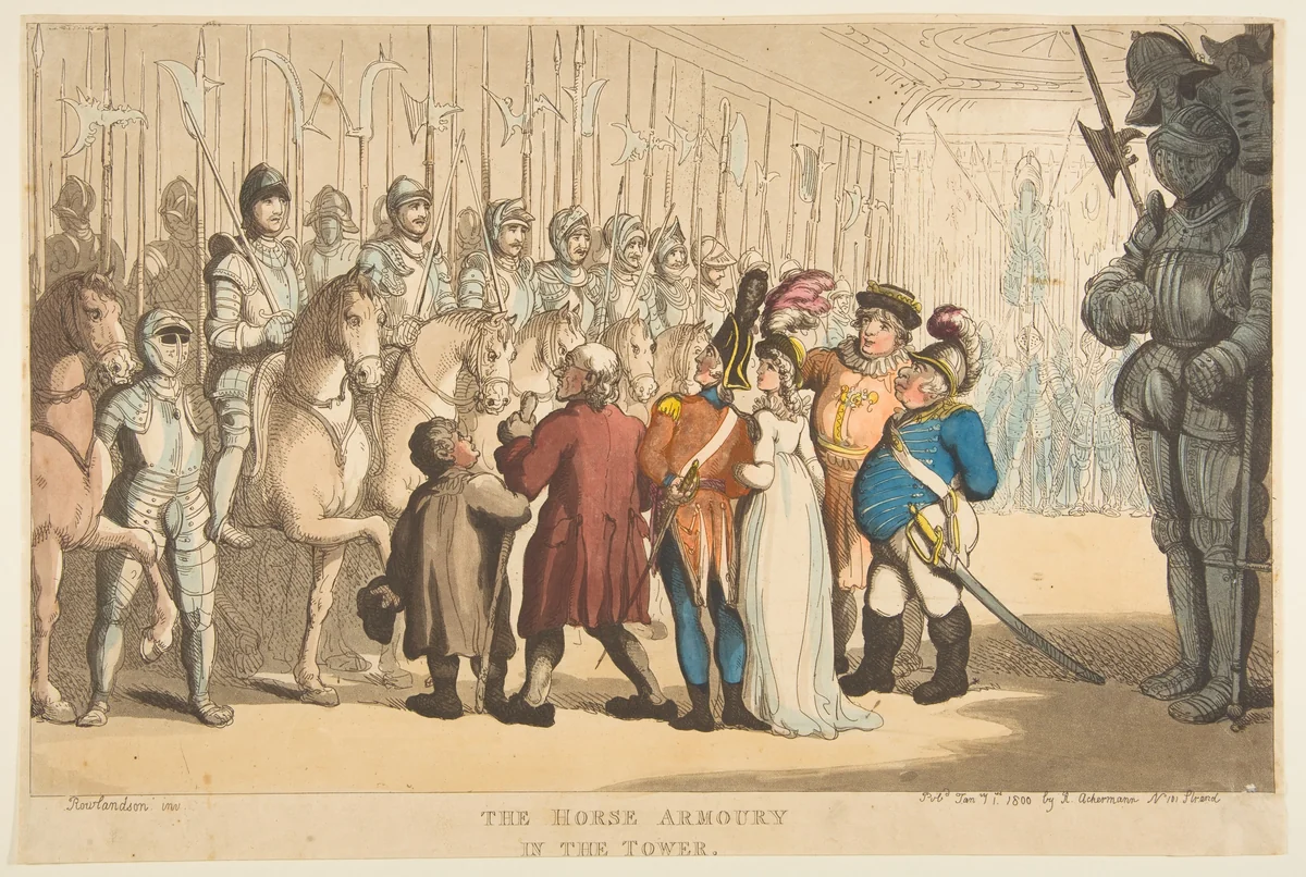 The Horse Armoury in the Tower by Thomas Rowlandson, print, 1800