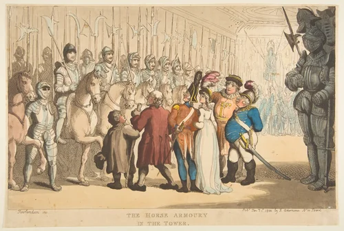 The Horse Armoury in the Tower by Thomas Rowlandson, print, 1800