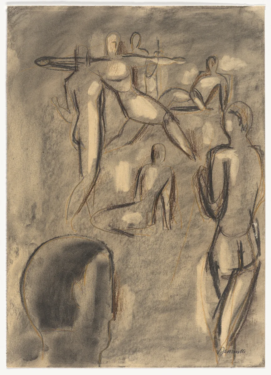 Figures by Willi Baumeister, drawing, 1926