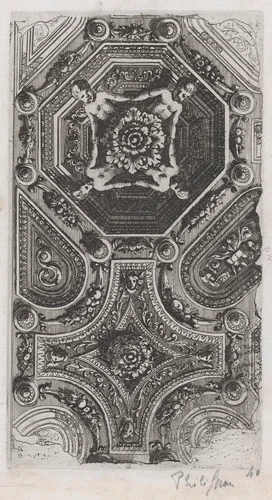 Ceiling Design, plate 40 from "Curieuses recherches de plusieurs beaus morceaus d'ornemens antiques et modernes..." by Jacques LePautre, print, 1645