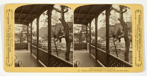Views of the Cliff House - looking out onto the Lake, No. 65 from the series "Devil's Lake and Vicinity" by Henry Hamilton Bennett, photograph, 1870-1908