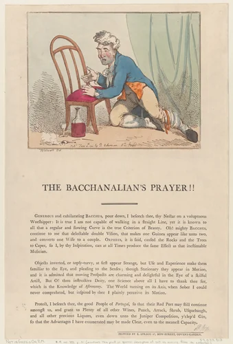 The Bacchanalian's Prayer!! by Thomas Rowlandson, print, 1801