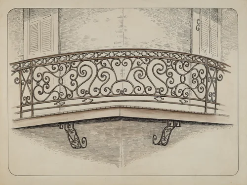 Wrought Iron Balcony by Al Curry, index of american design, 1936