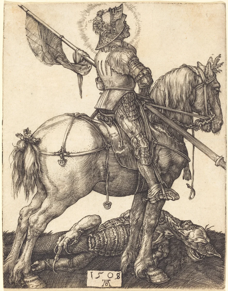 Saint George on Horseback by Albrecht Dürer, print, 1508