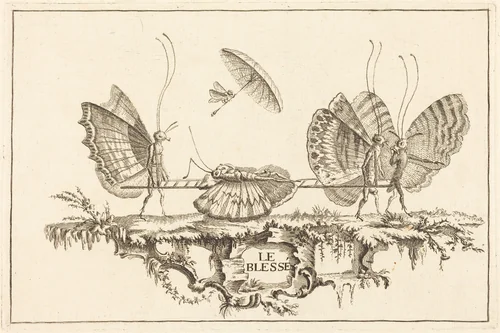 Le Blessé (The Wounded) by Henri M. Petiet; Charles Germain de Saint-Aubin; Etienne Fessard, print, 1748-1760