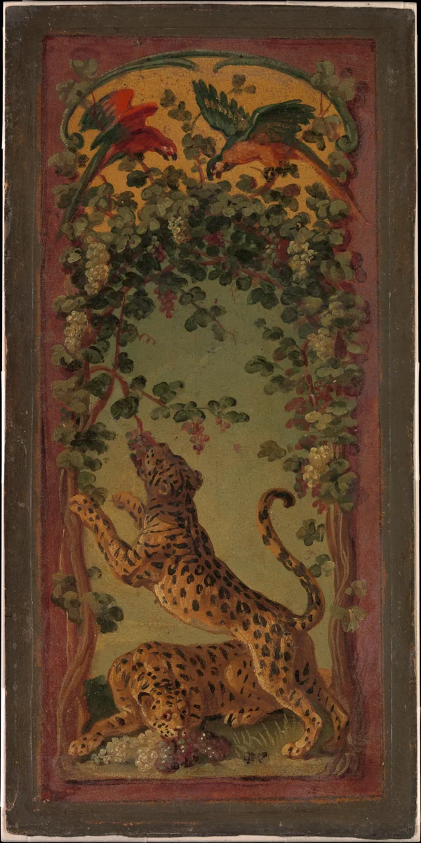 Panthers of Bacchus Eating Grapes by Alexandre François Desportes, drawing, 1719-1720