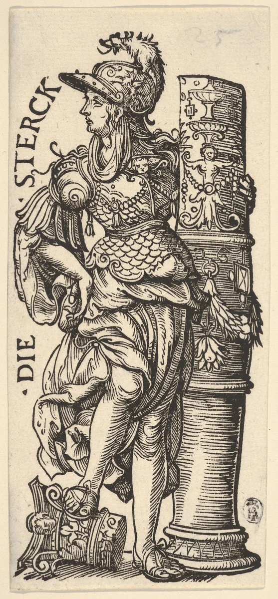 Fortitude (Die Sterck), from "The Seven Virtues" by Hans Burgkmair, print, 1498-1531