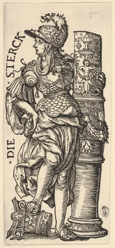 Fortitude (Die Sterck), from "The Seven Virtues" by Hans Burgkmair, print, 1498-1531
