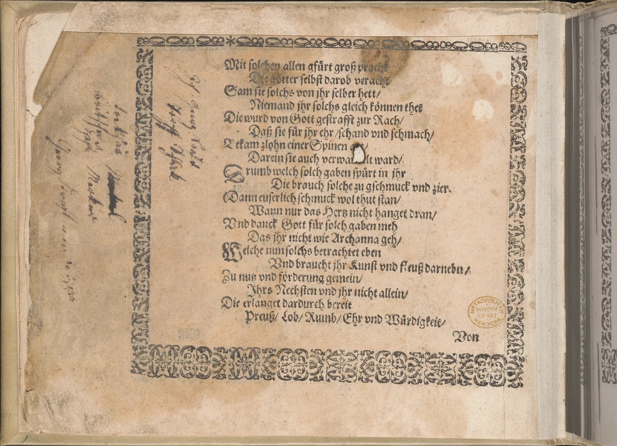 Schön Neues Modelbuch (Page 4 verso) by Johann Sibmacher, book, 1597