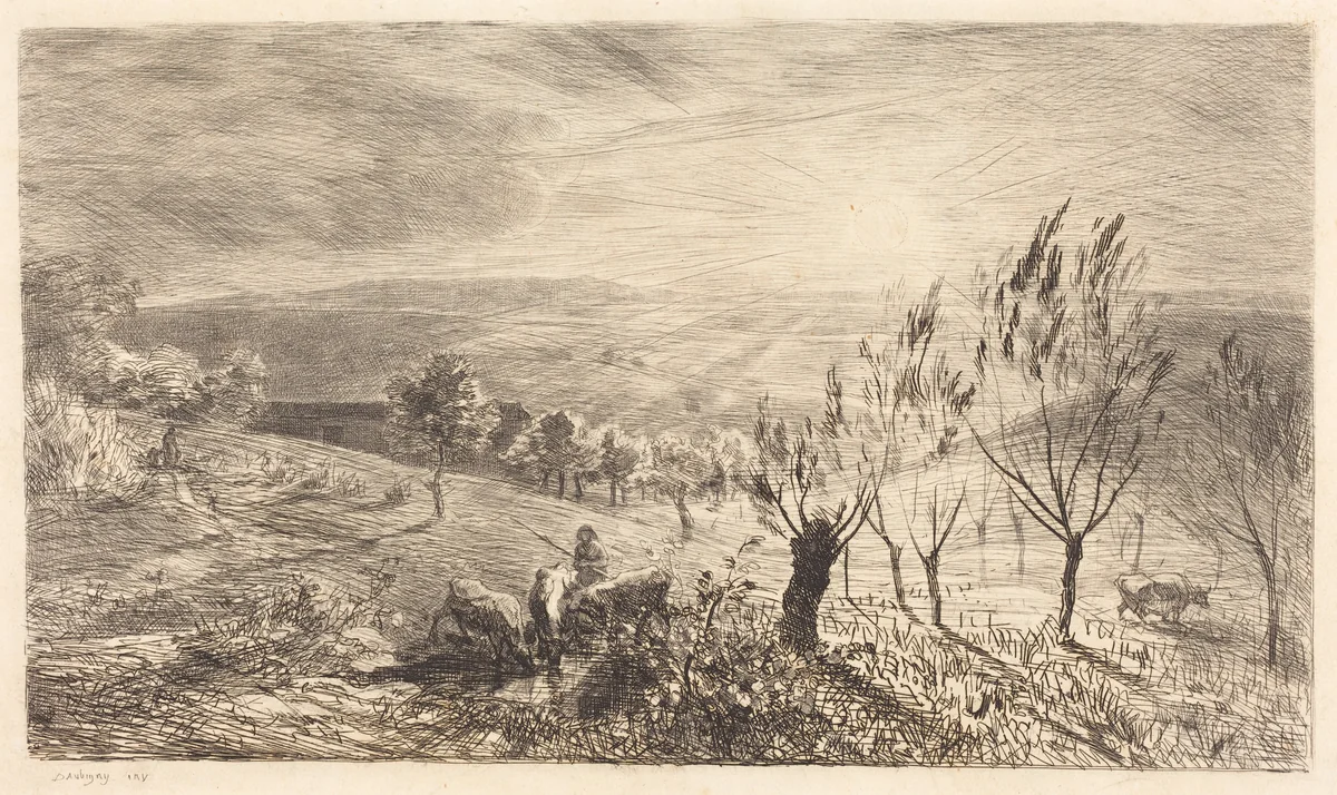 Sunrise (Le Lever du soleil) by Charles-François Daubigny, print, 1850