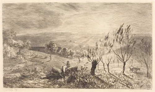 Sunrise (Le Lever du soleil) by Charles-François Daubigny, print, 1850