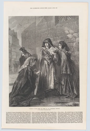 Flight of the Queen of James II, from "Illustrated London News" by Richard Principal Leitch, print, 1872
