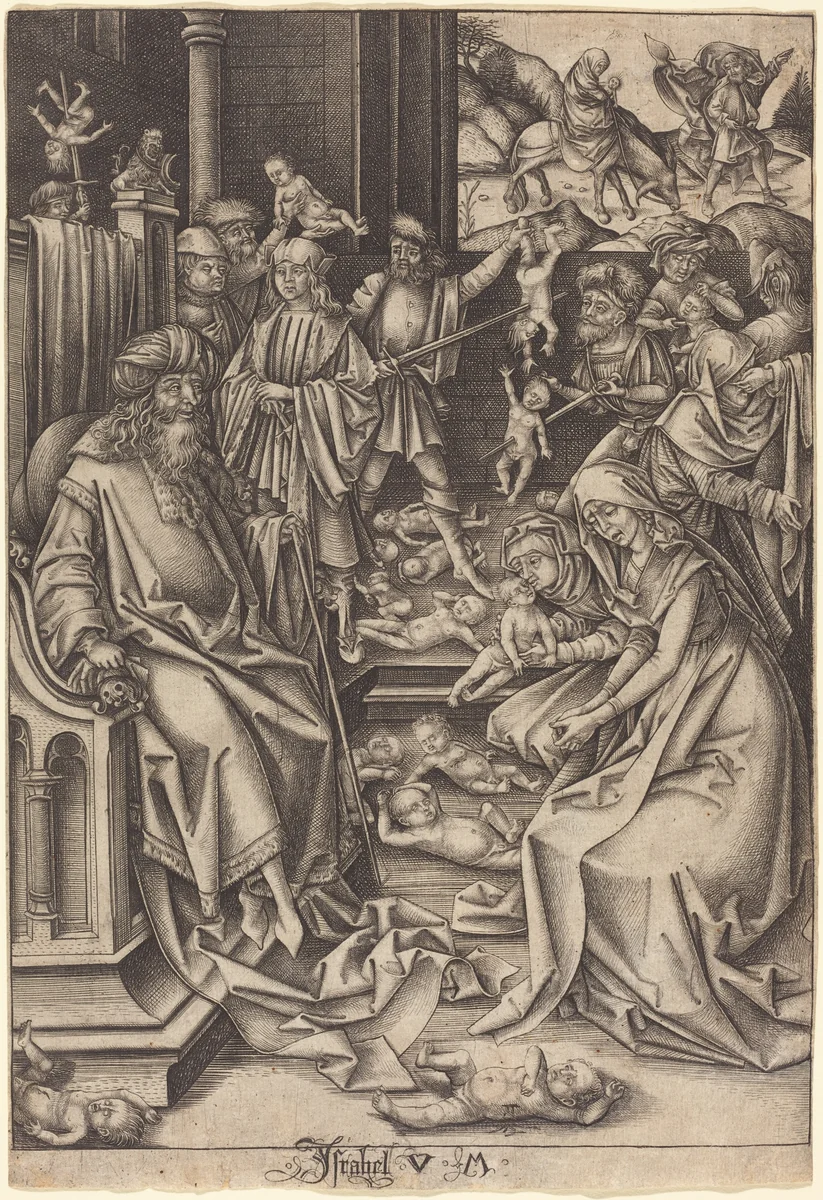 Massacre of the Innocents by Israhel van Meckenem; Hans Holbein the Elder, print, 1490-1500