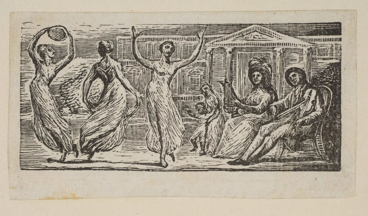 Menalcus Watching Women Dance, from Thornton's "Pastorals of Virgil" by William Blake, print, 1821