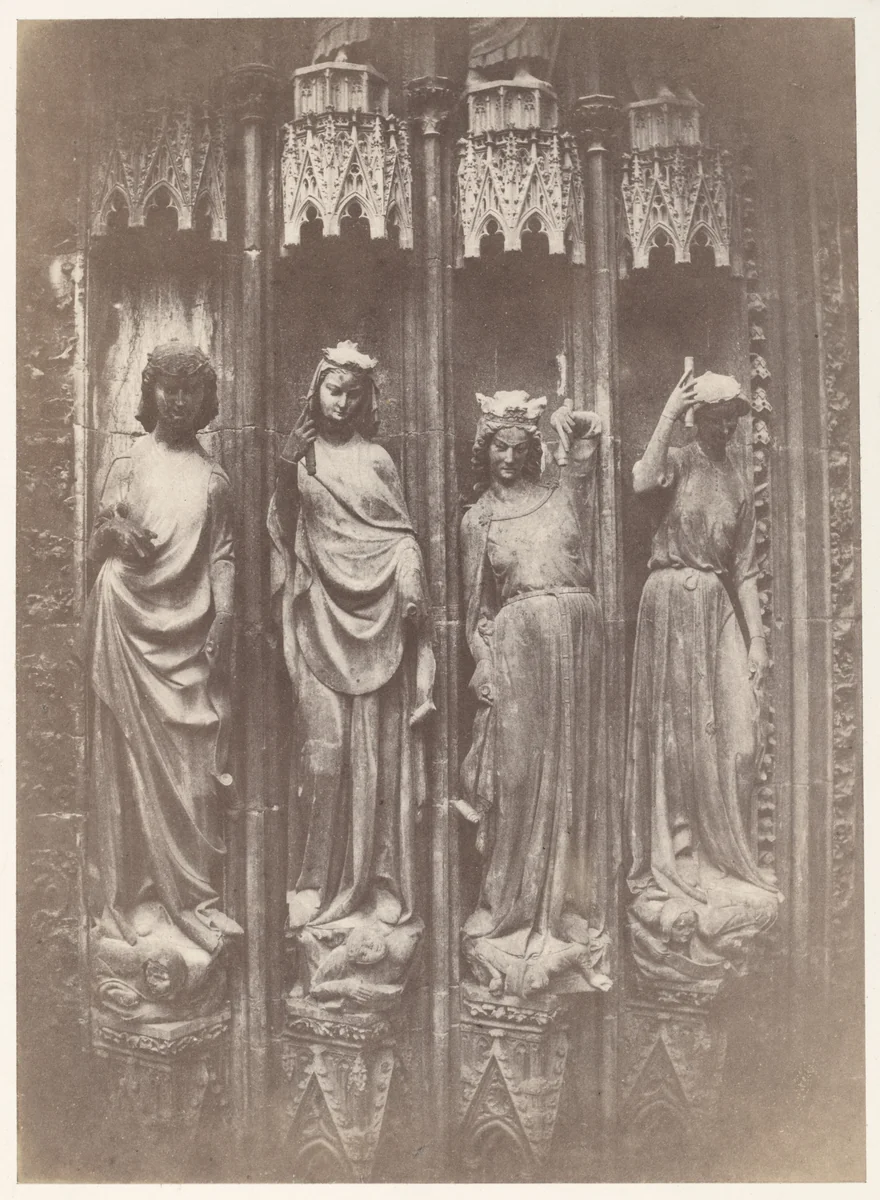 The Virtues Crushing the Vices, Strasbourg Cathedral by Charles Marville, photograph, 1853