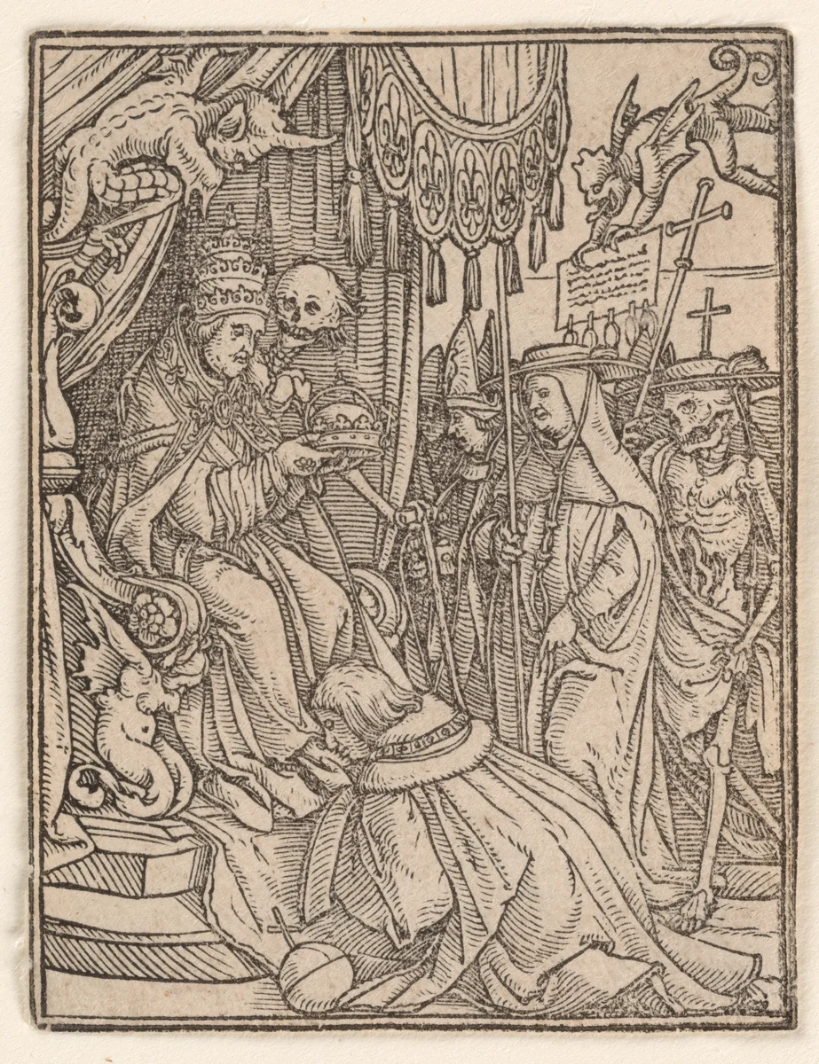 The Pope, from "The Dance of Death" by Hans Holbein the Younger, print, 1521-1538