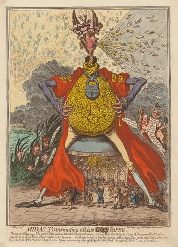 Midas, Transmuting All into Paper by James Gillray, print, 1797