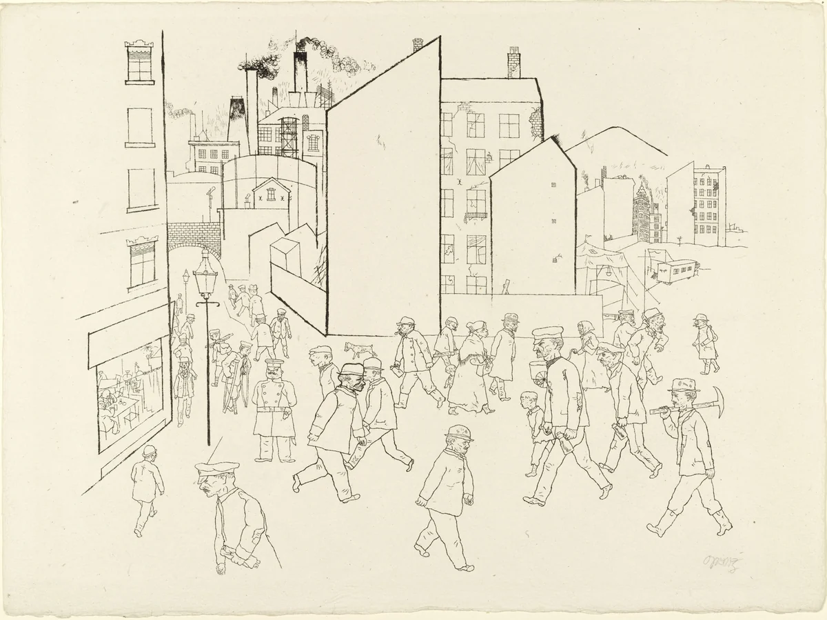 People in the Street from In the Shadows (Im Schatten) by George Grosz, print, 1920
