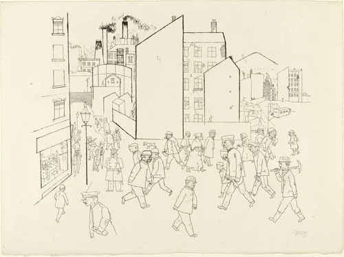 People in the Street from In the Shadows (Im Schatten) by George Grosz, print, 1920