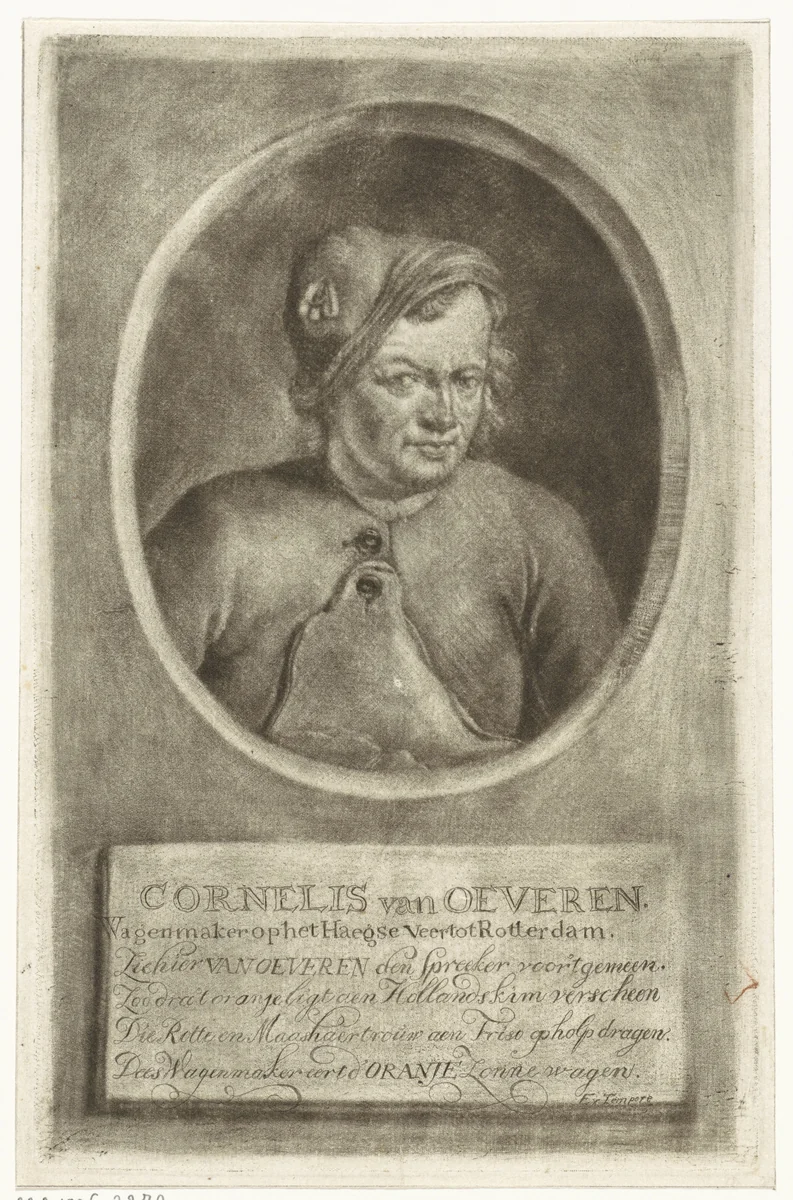 Portret van Cornelis van Oeveren by Johannes de Groot, print, 1698-1776