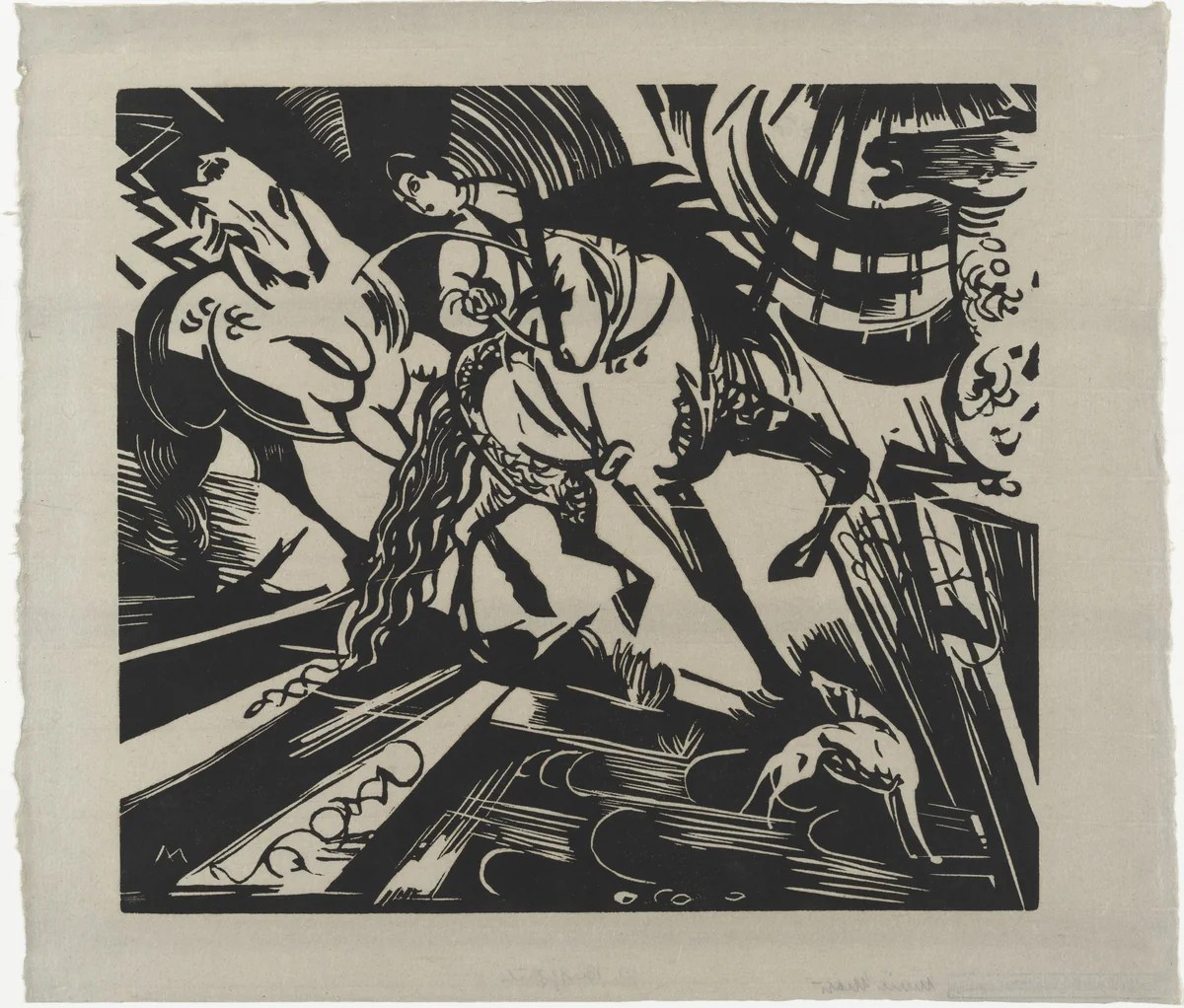 Riding School After Ridinger (Reitschule nach Ridinger) by Franz Marc, print, 1913
