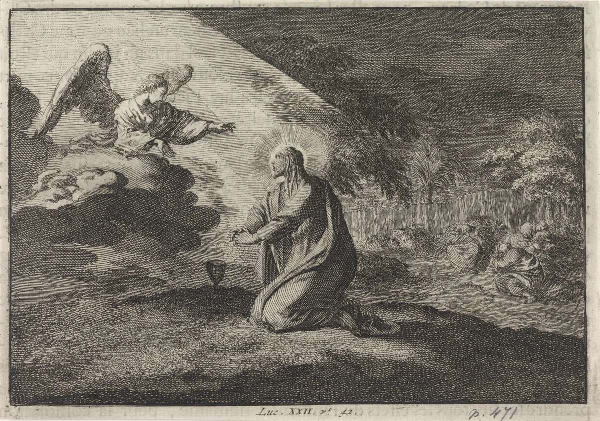 Christus in de hof van Getsemane by Jan Luyken, print, 1703-1762