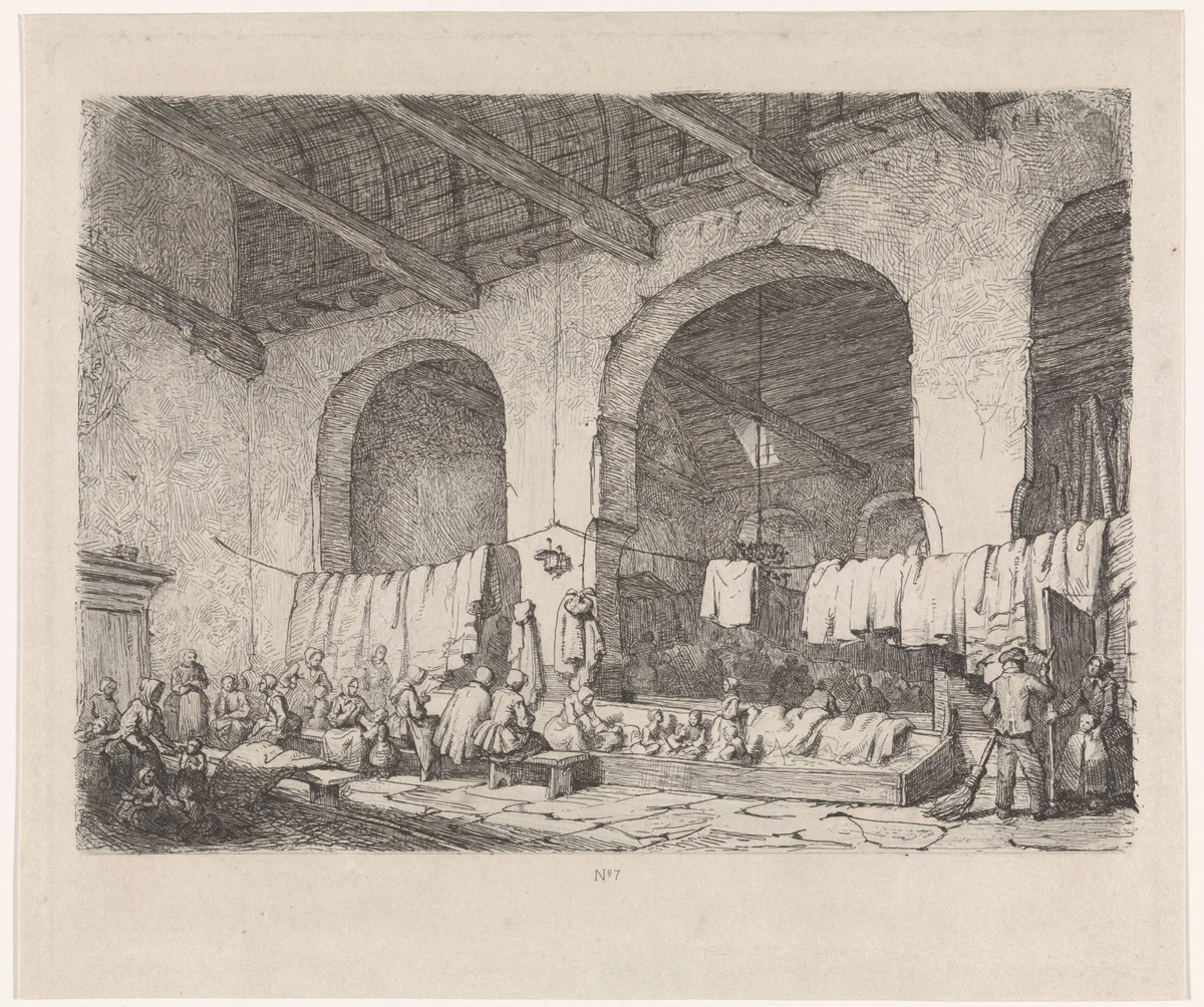 Slachtoffers van de watersnoodramp in de Geertekerk te Utrecht, 1855 by David van der Kellen, print, 1855-1860