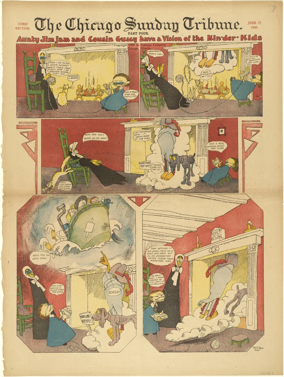Aunty Jimjam and Cousin Gussy Have a Vision of the Kin-der-Kids from The Chicago Sunday Tribune by Lyonel Feininger, print, 1906
