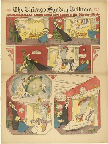Aunty Jimjam and Cousin Gussy Have a Vision of the Kin-der-Kids from The Chicago Sunday Tribune by Lyonel Feininger, print, 1906