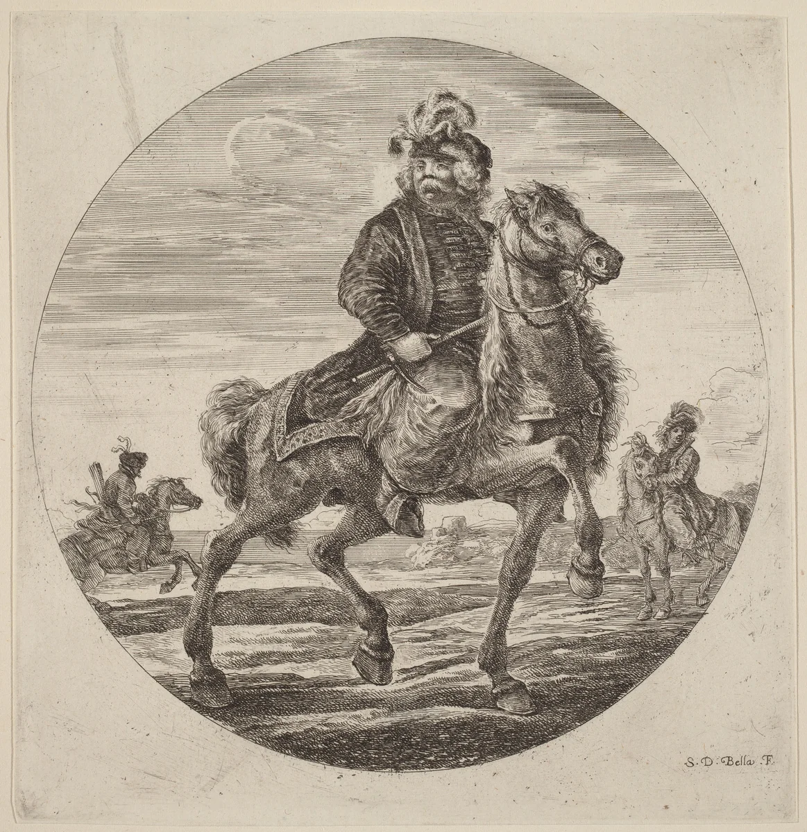Hungarian Cavalier by Stefano della Bella, print, 1610-1664