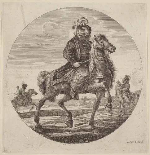 Hungarian Cavalier by Stefano della Bella, print, 1610-1664