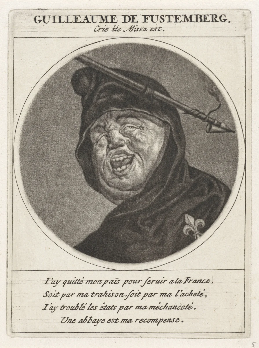 Portret van bisschop Wilhelm Egon von Fürstenberg-Heiligenberg by Jacob Gole, print, 1691