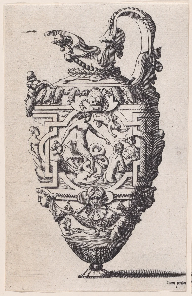 Ewer with Venus by René Boyvin, print, 1525-1600