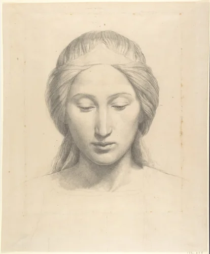 Head of an Angel by Alphonse-Henri Périn, drawing, 1828-1838