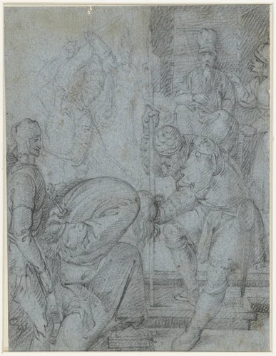 Christus voor Annas by anonymous, drawing, 1508-1600