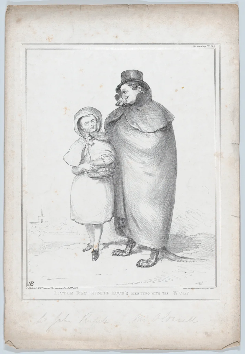 Little Red-Riding Hood's Meeting With the Wolf by John Doyle, print, 1835