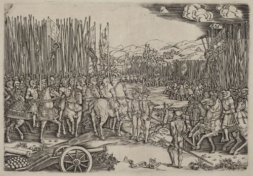 The Two Armies at the Battle of Ravenna by Master Na Dat, print, 1512-1513