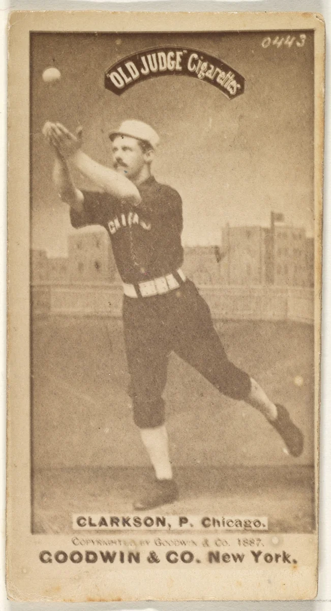 Clarkson, Pitcher, Chicago, from the Old Judge series (N172) for Old Judge Cigarettes by Goodwin & Company, photograph, 1887