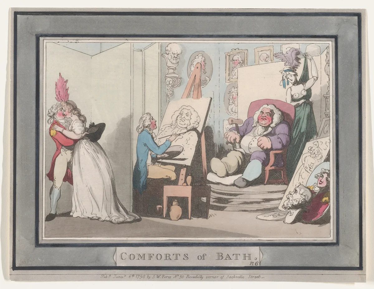Comforts of Bath, Plate 6 by Thomas Rowlandson, print, 1798
