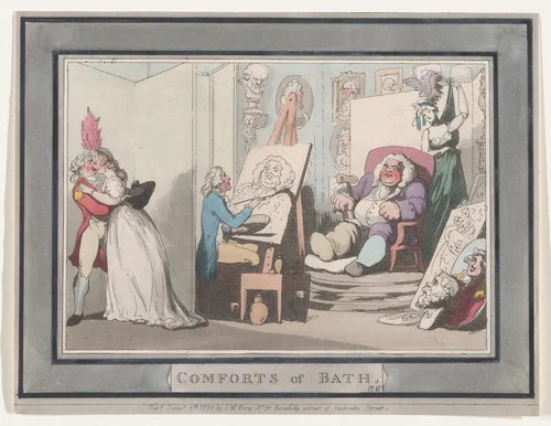 Comforts of Bath, Plate 6 by Thomas Rowlandson, print, 1798