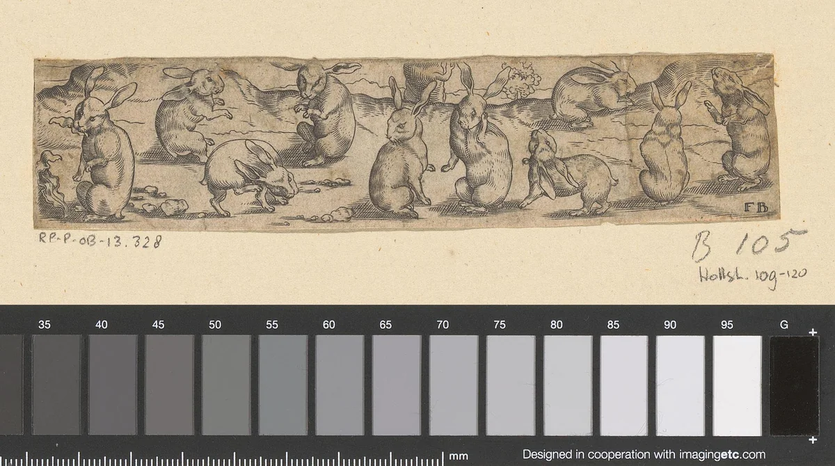 Fries met konijnen by Unknown, print, 1559-1596