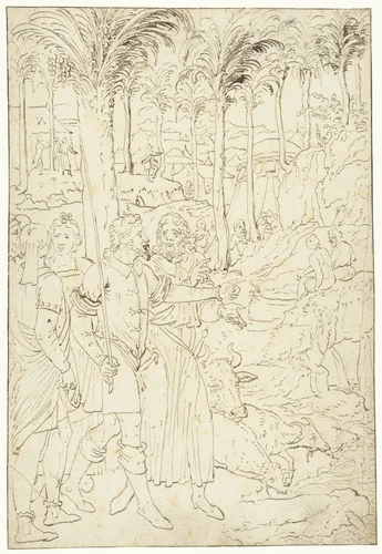 Volk van Israël in Elim by anonymous, drawing, 1545