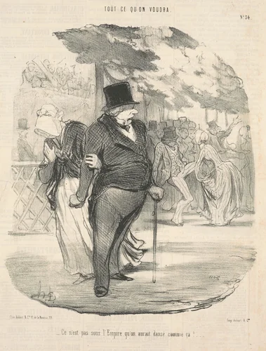 Ce n'est pas sous l"empire qu'on aurait dansé comme ca! ... by Honoré Daumier, print, 1849