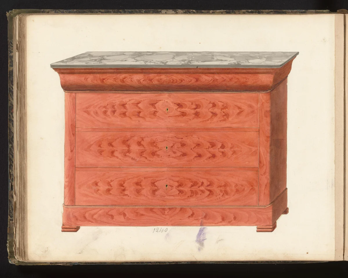 Ontwerp voor een secretaire by anonymous, drawing, 1825-1839