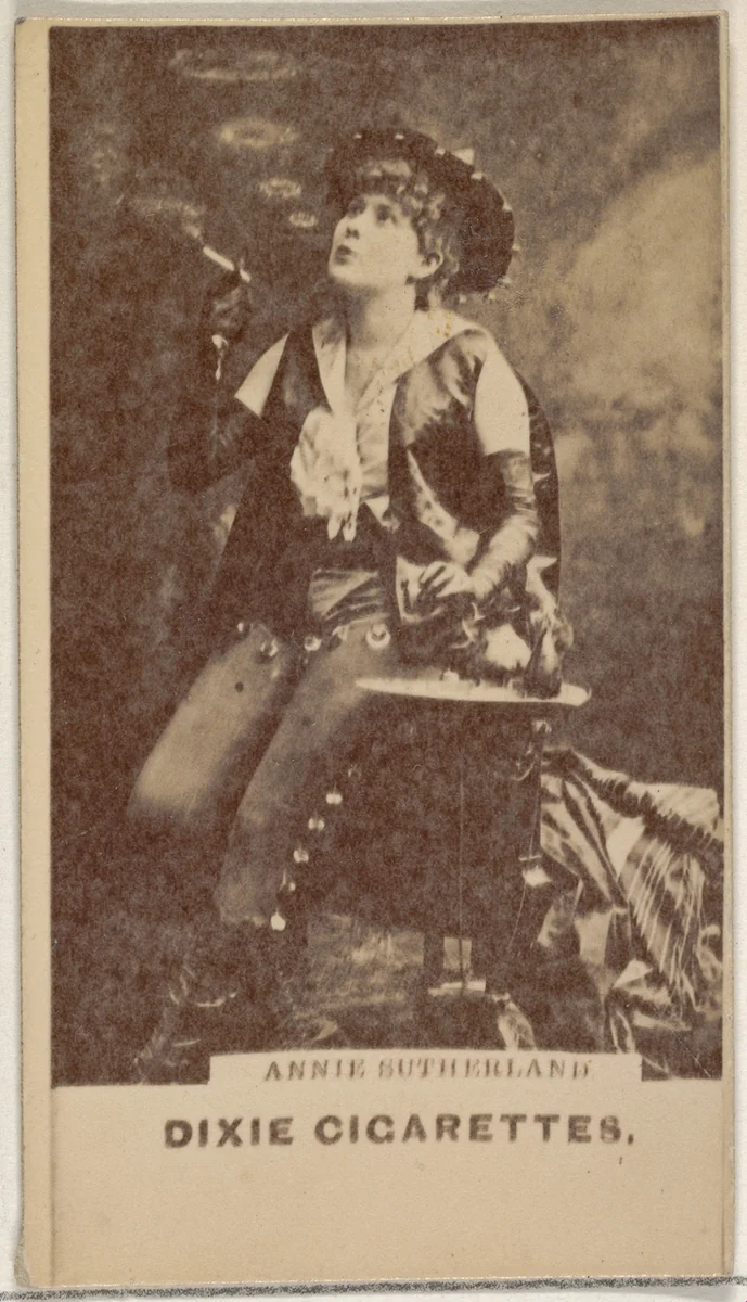 Annie Sutherland, from the Actors and Actresses series (N45, Type 7) for Dixie Cigarettes by Allen & Ginter, photograph, 1885-1891