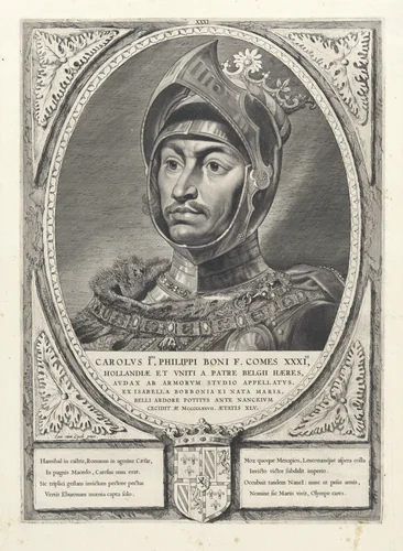 Portret van Karel de Stoute by Cornelis Visscher, print, 1650