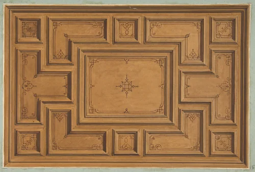 Design for a decorated ceiling by Jules-Edmond-Charles Lachaise, drawing, 1840-1897