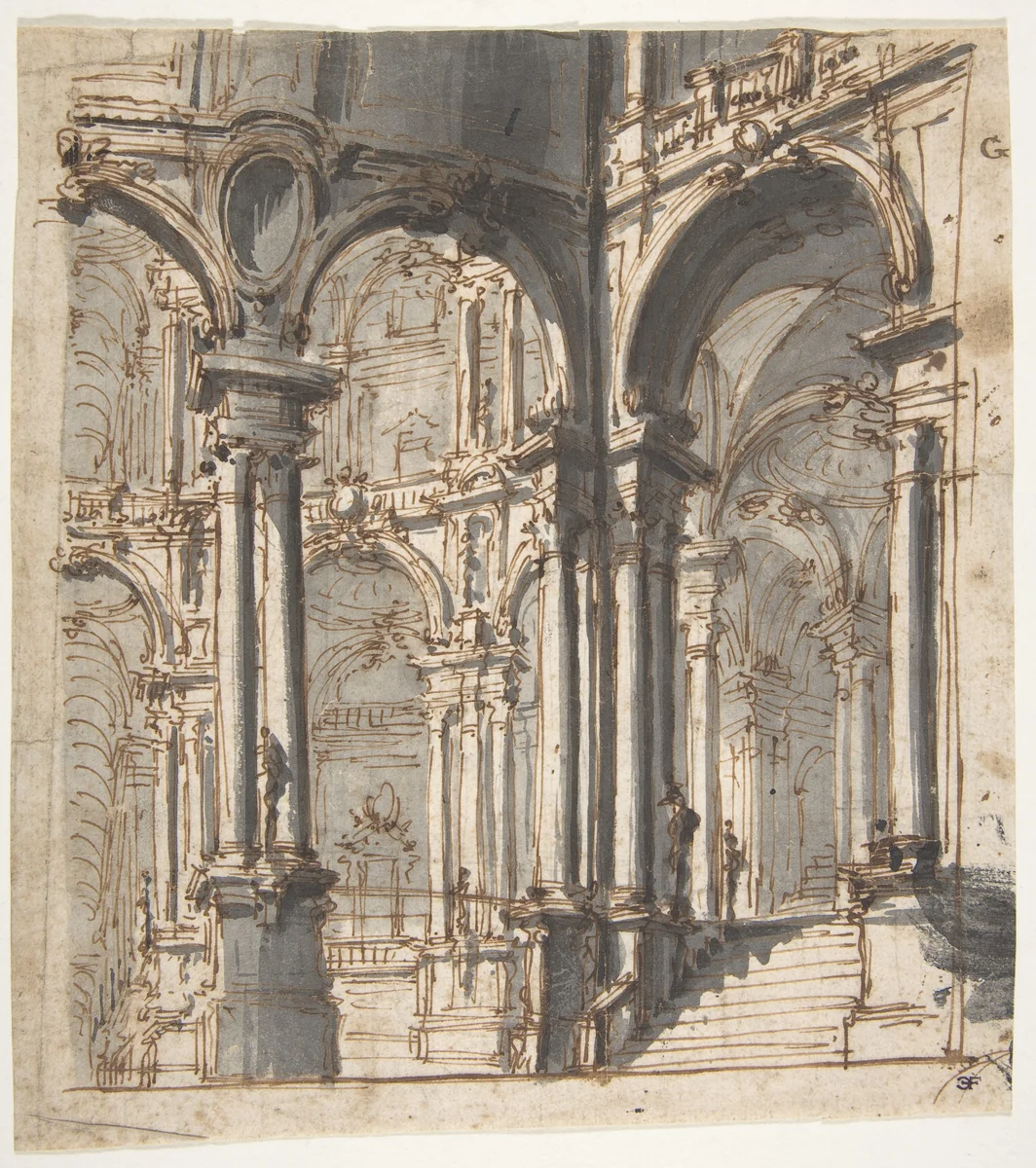 Design for Stage Set by Giovanni Battista Natali, drawing, 1698-1765