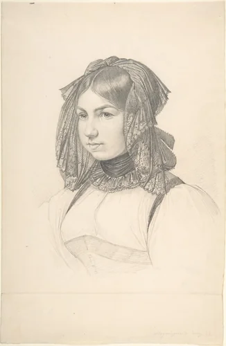 Swiss Girl by August Ferdinand Hopfgarten, drawing, 1833