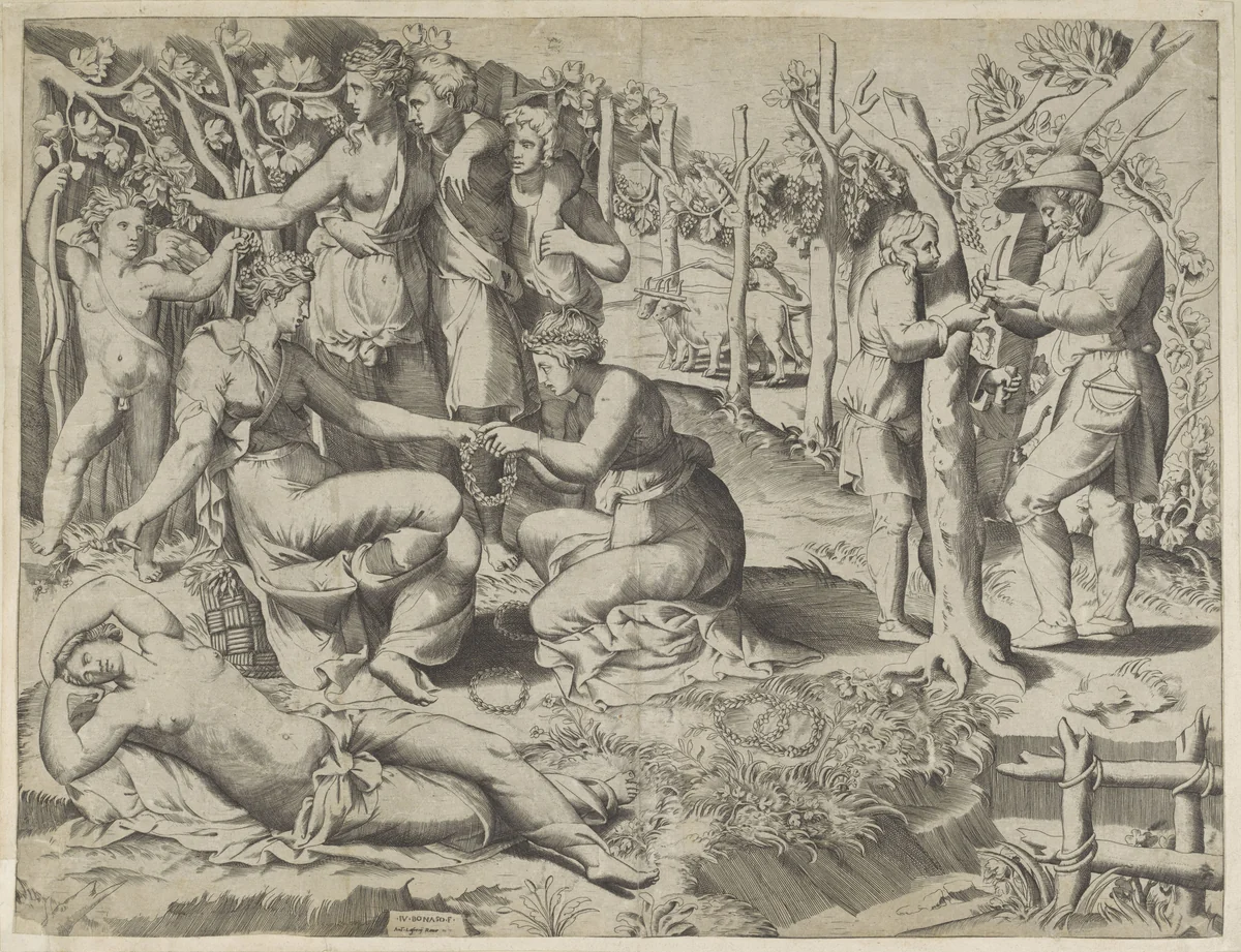 Flora geeft een krans by Unknown, print, 1501-1577